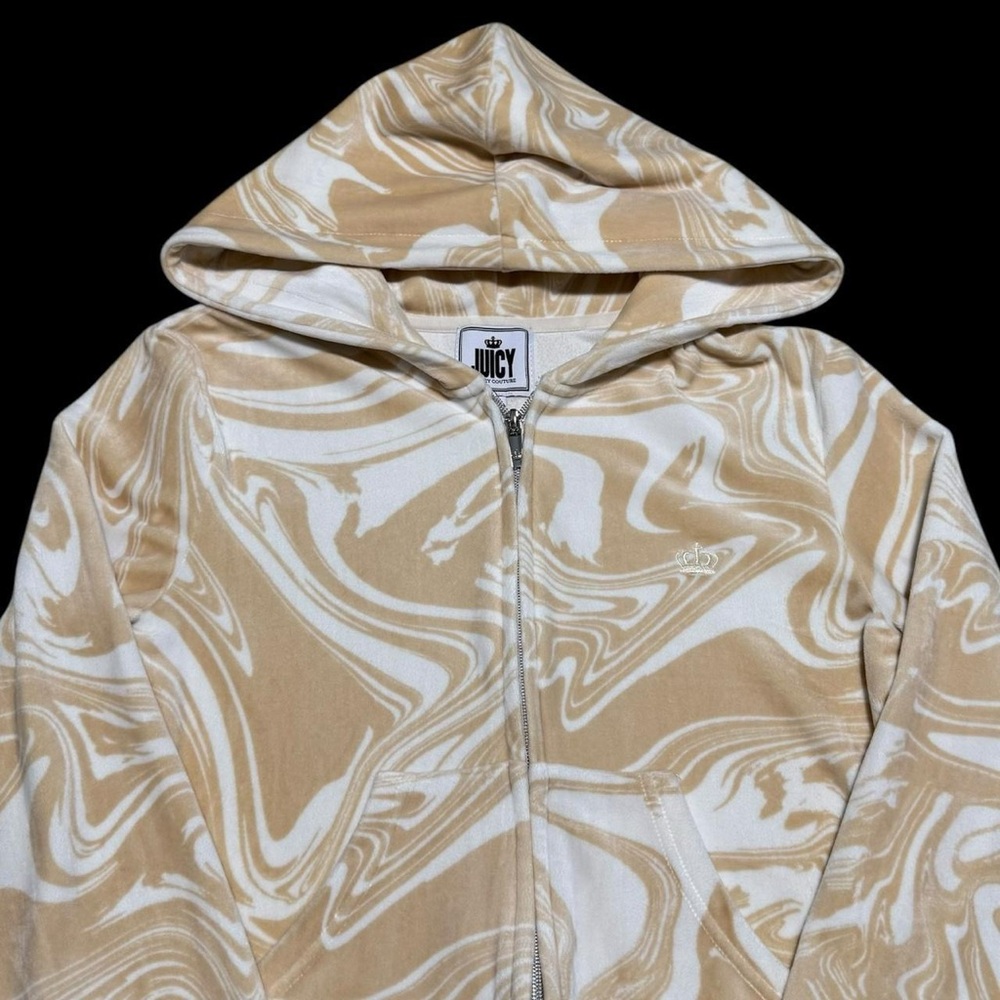 Juicy Couture Beachwood Swirls Full Zip Hoodie Sweatshirt Women's Small - Picture 2 of 5